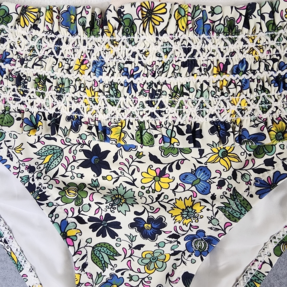 Tory Burch Floral Bikini Bottoms Boho Cottagecore Style Womens XS Low Rise - Picture 2 of 11